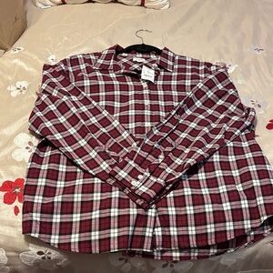 Women’s Plaid Shirt - Red and White